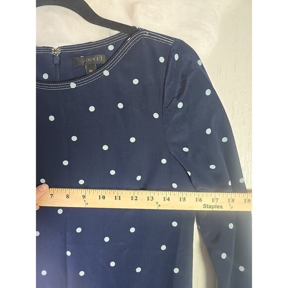 J Crew Silk Shift Dress Womens 00 Blue Polka Dot Career Office Lined Pockets - Picture 3 of 5